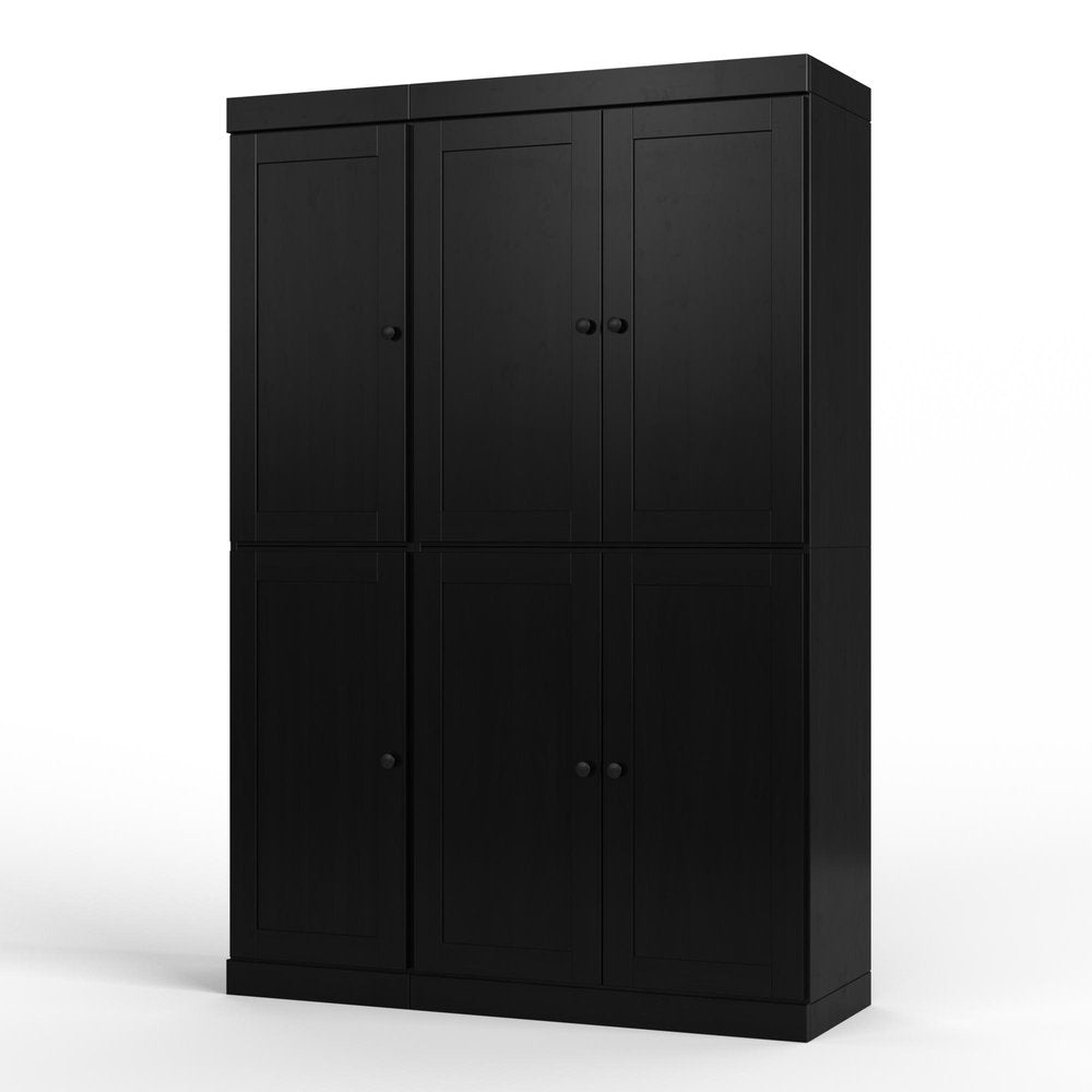 72" White Solid Wood Six Door Two Drawer Pantry Or Storage Closet