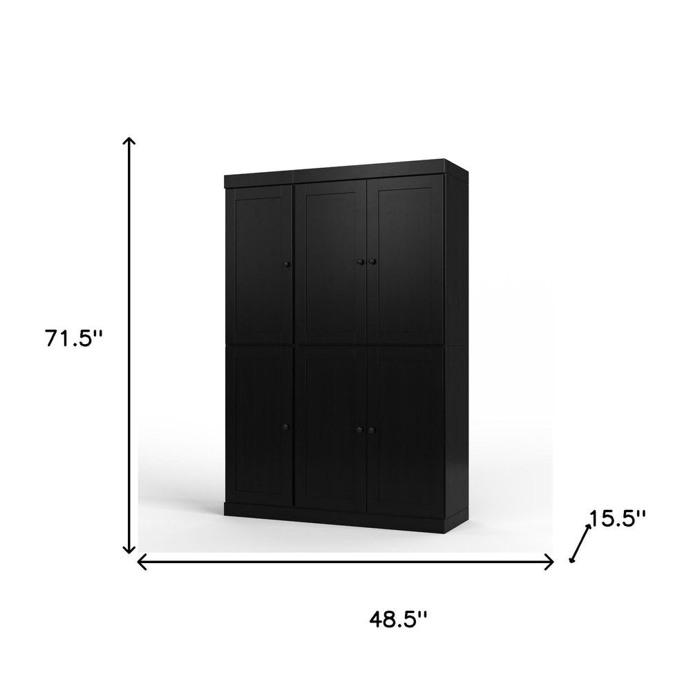 72" White Solid Wood Six Door Two Drawer Pantry Or Storage Closet
