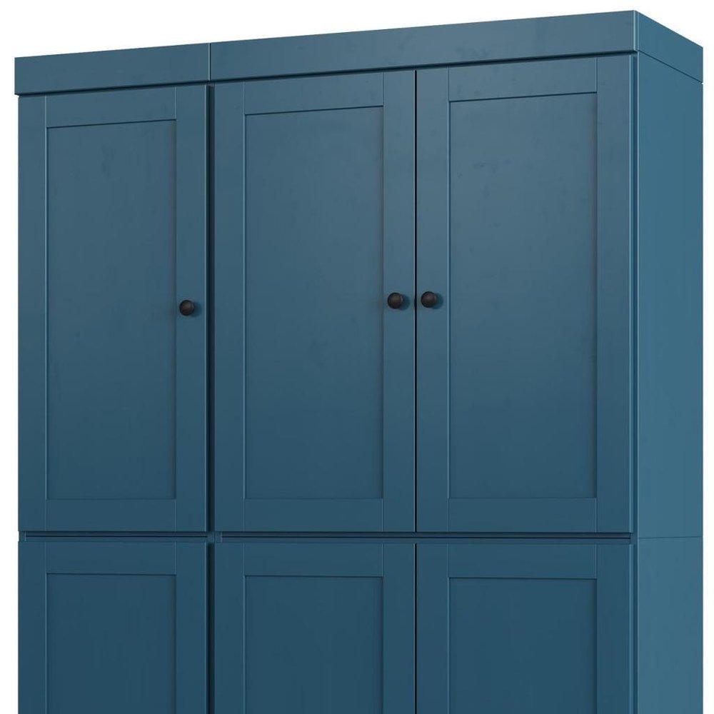 72" White Solid Wood Six Door Two Drawer Pantry Or Storage Closet