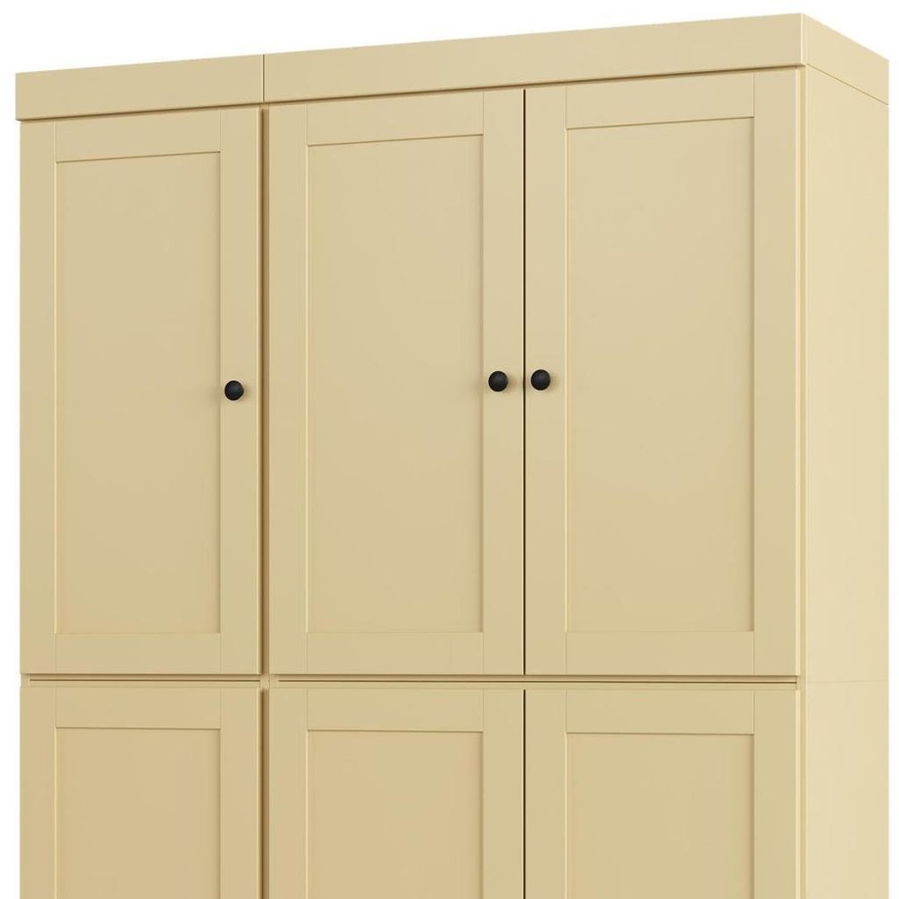72" White Solid Wood Six Door Two Drawer Pantry Or Storage Closet