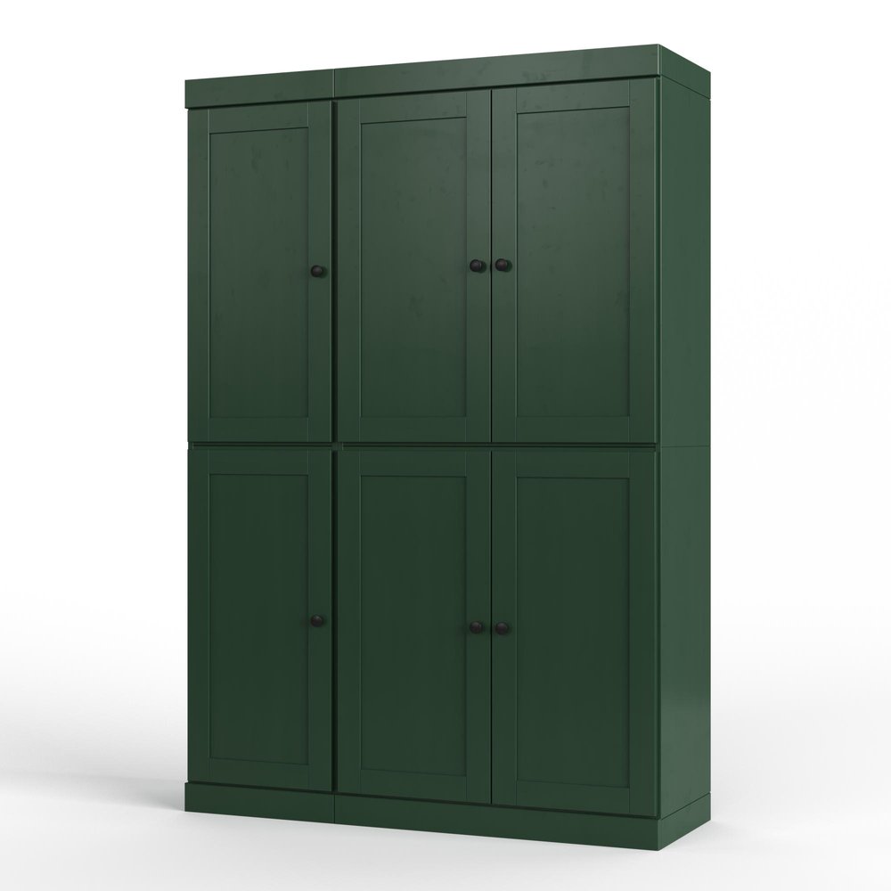 72" White Solid Wood Six Door Two Drawer Pantry Or Storage Closet
