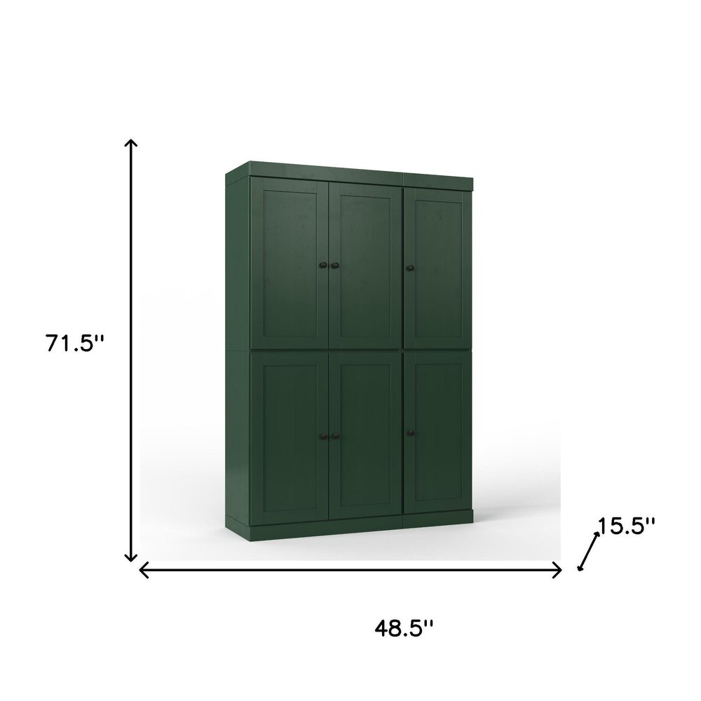 72" White Solid Wood Six Door Two Drawer Pantry Or Storage Closet