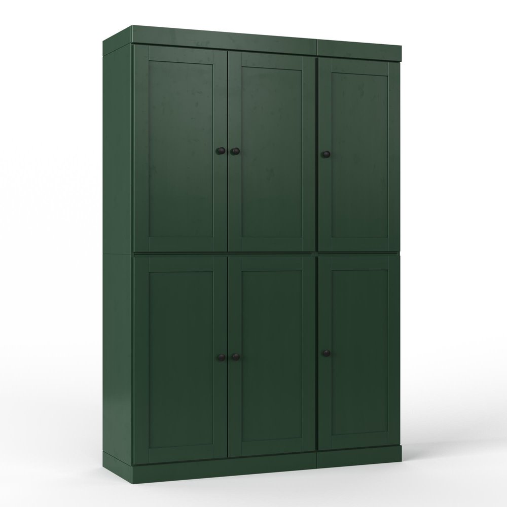 72" White Solid Wood Six Door Two Drawer Pantry Or Storage Closet
