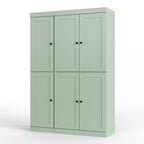 72" White Solid Wood Six Door Two Drawer Pantry Or Storage Closet
