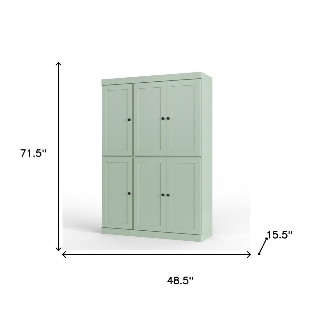 72" White Solid Wood Six Door Two Drawer Pantry Or Storage Closet