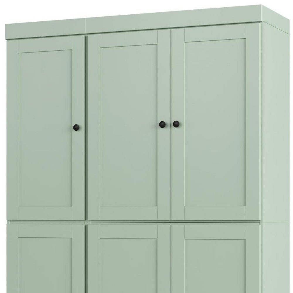 72" White Solid Wood Six Door Two Drawer Pantry Or Storage Closet