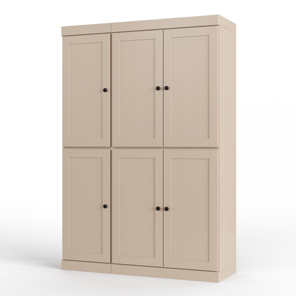 72" White Solid Wood Six Door Two Drawer Pantry Or Storage Closet