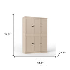 72" White Solid Wood Six Door Two Drawer Pantry Or Storage Closet