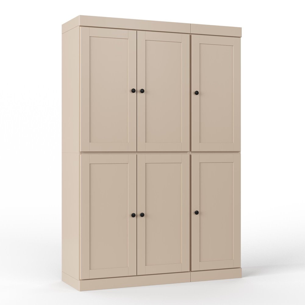 72" White Solid Wood Six Door Two Drawer Pantry Or Storage Closet