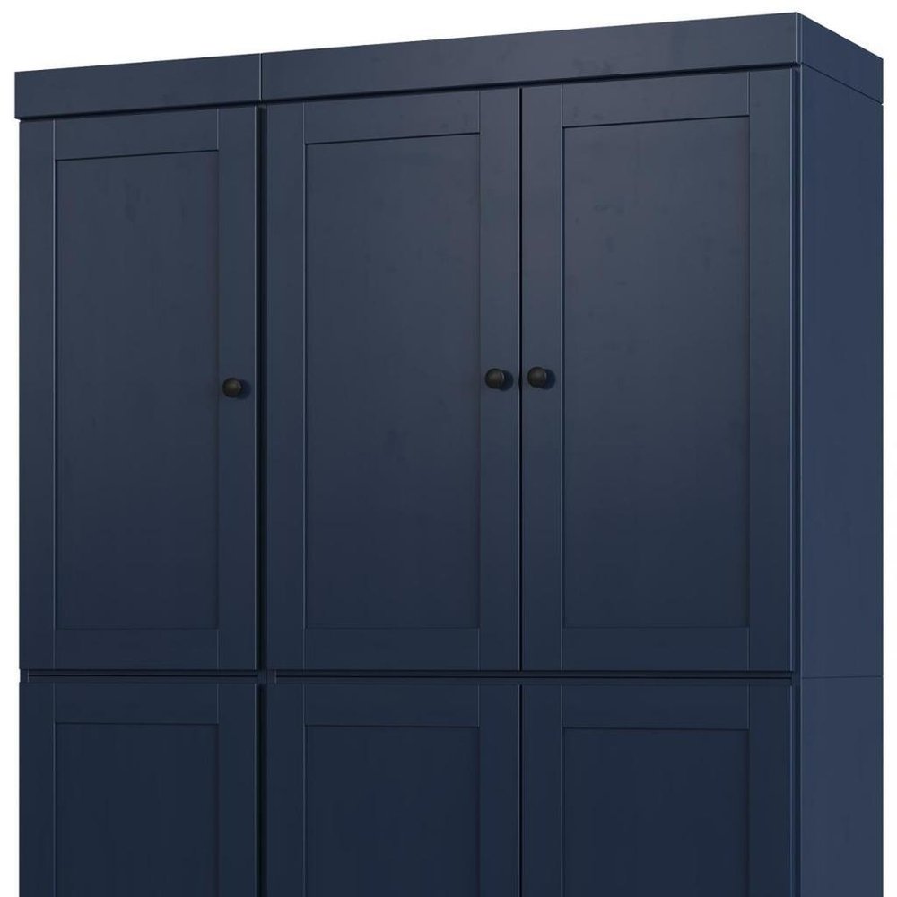 72" White Solid Wood Six Door Two Drawer Pantry Or Storage Closet