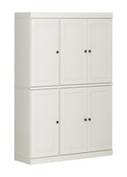 72" White Solid Wood Six Door Two Drawer Pantry Or Storage Closet