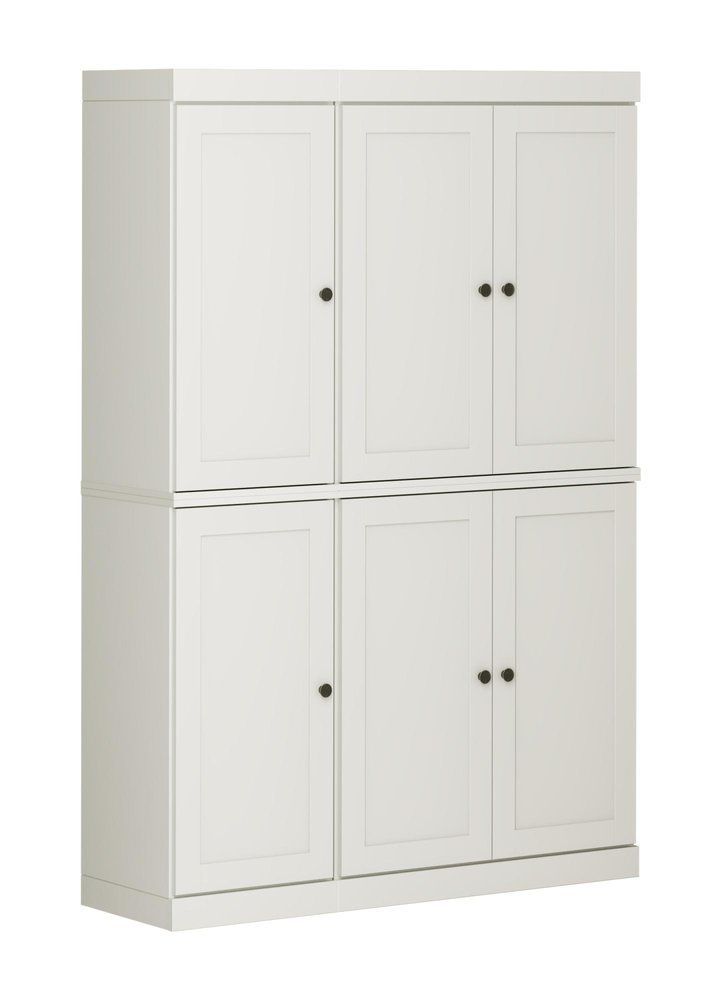 72" White Solid Wood Six Door Two Drawer Pantry Or Storage Closet