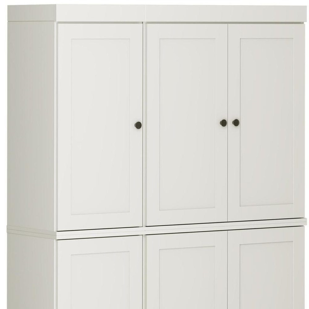72" White Solid Wood Six Door Two Drawer Pantry Or Storage Closet
