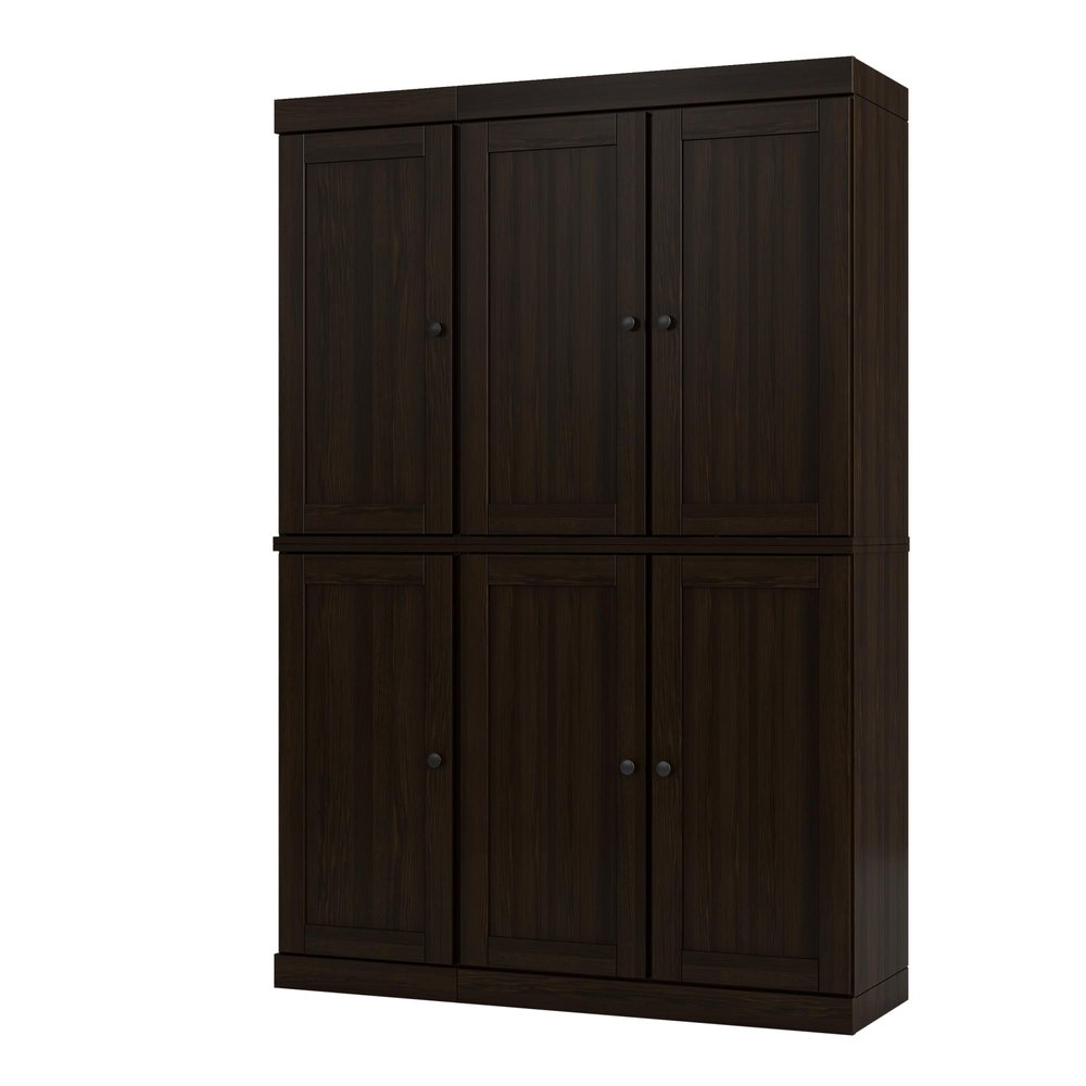 72" White Solid Wood Six Door Two Drawer Pantry Or Storage Closet
