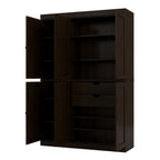 72" White Solid Wood Six Door Two Drawer Pantry Or Storage Closet