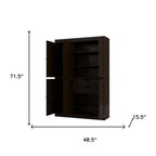 72" White Solid Wood Six Door Two Drawer Pantry Or Storage Closet