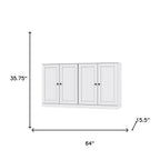 64" White Solid Wood Sideboard With Two Doors