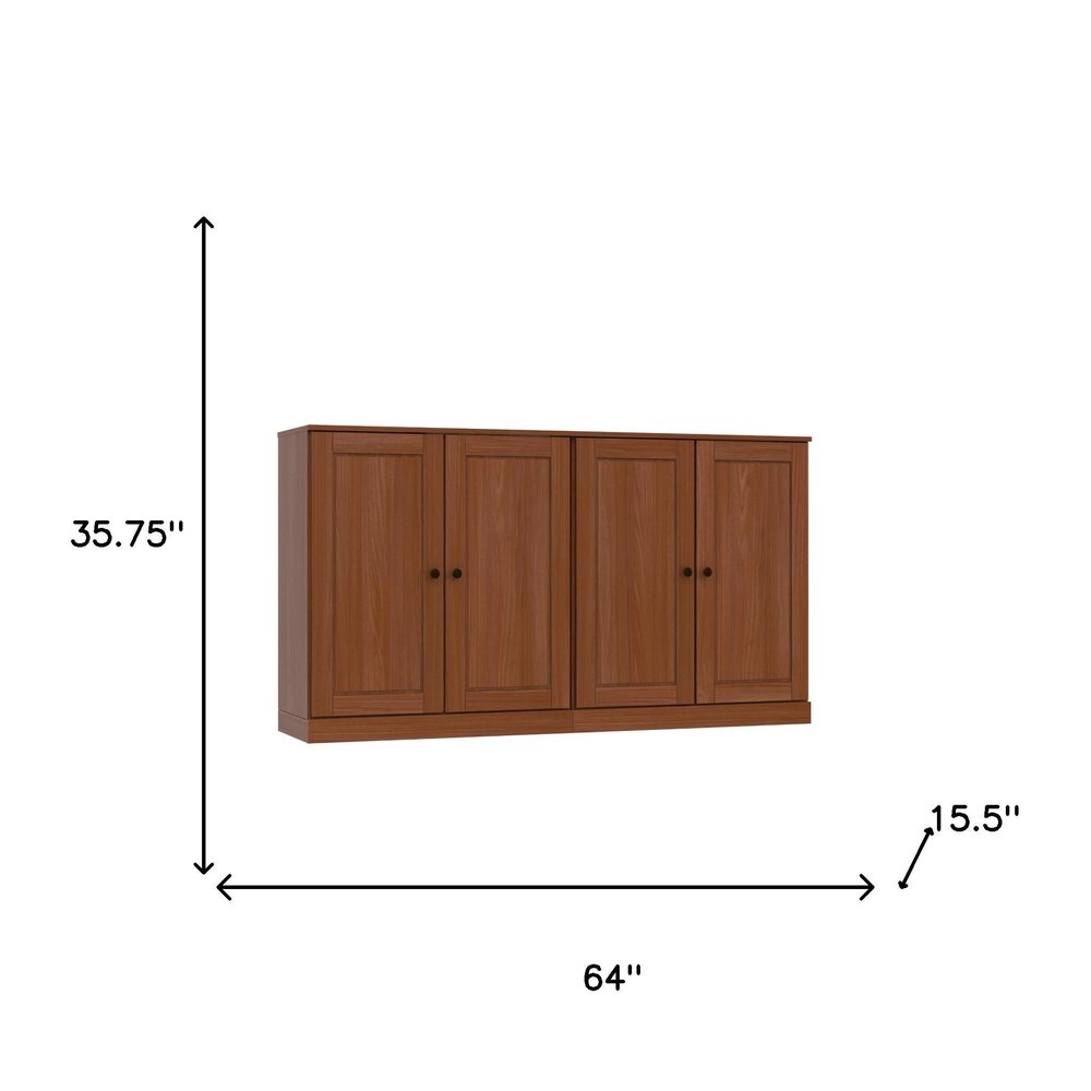 64" Coffee Solid Wood Sideboard With Two Doors