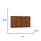 64" Coffee Solid Wood Sideboard With Two Doors