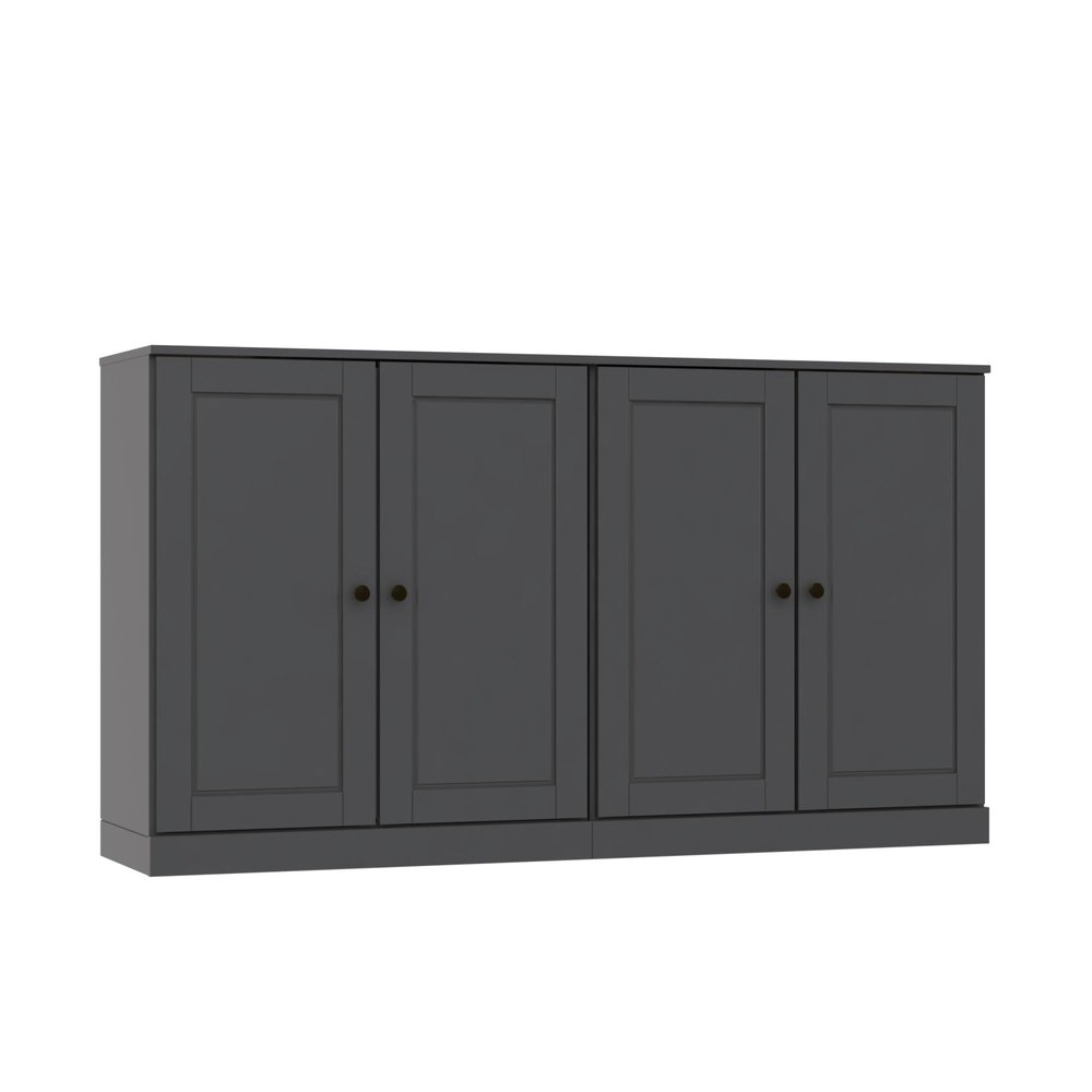 64" Gray Solid Wood Sideboard With Two Doors
