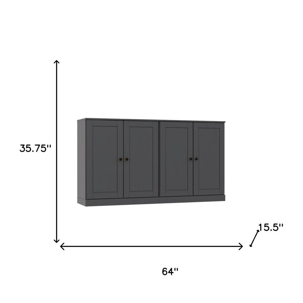64" Gray Solid Wood Sideboard With Two Doors