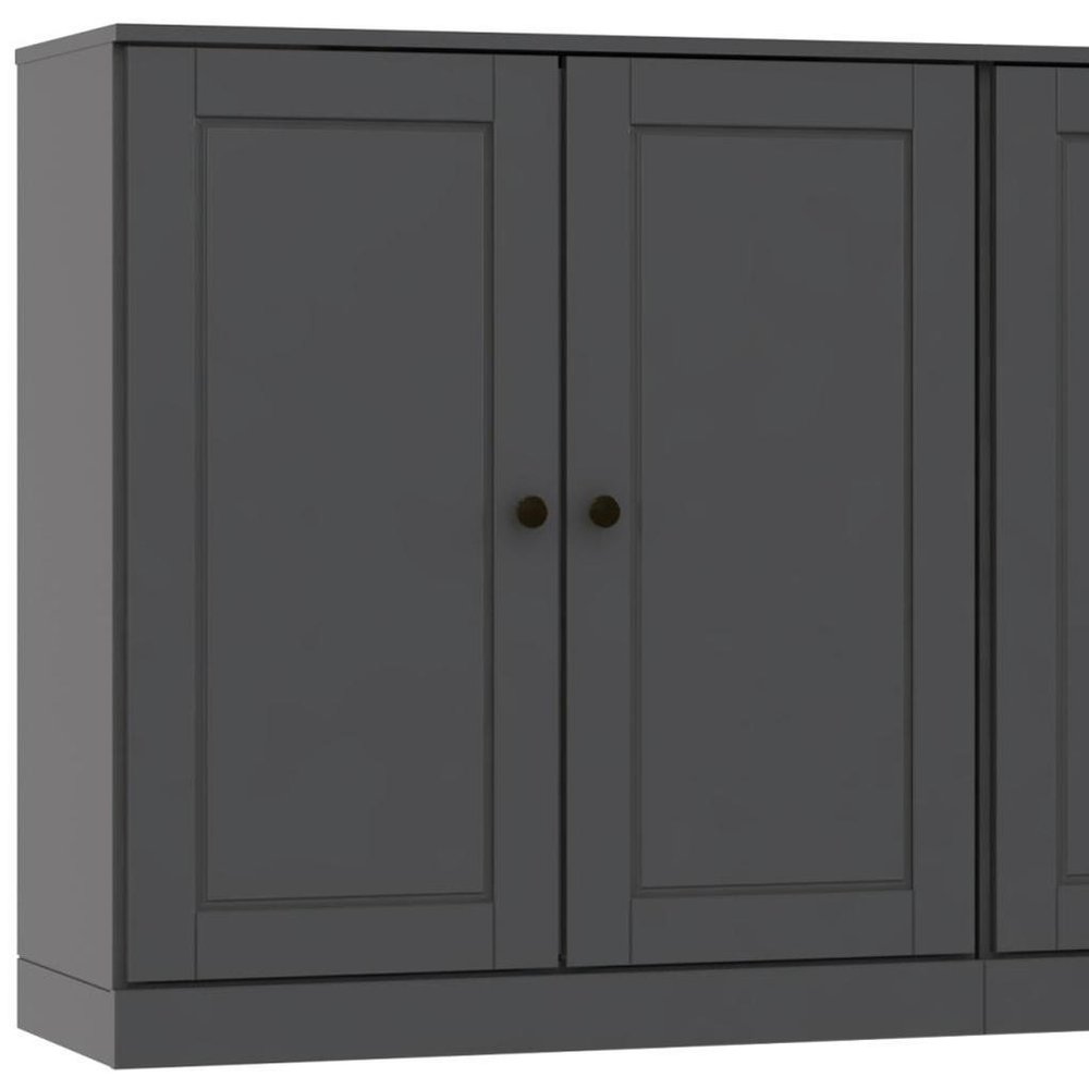 64" Gray Solid Wood Sideboard With Two Doors