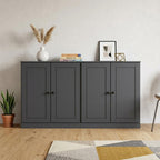64" Gray Solid Wood Sideboard With Two Doors