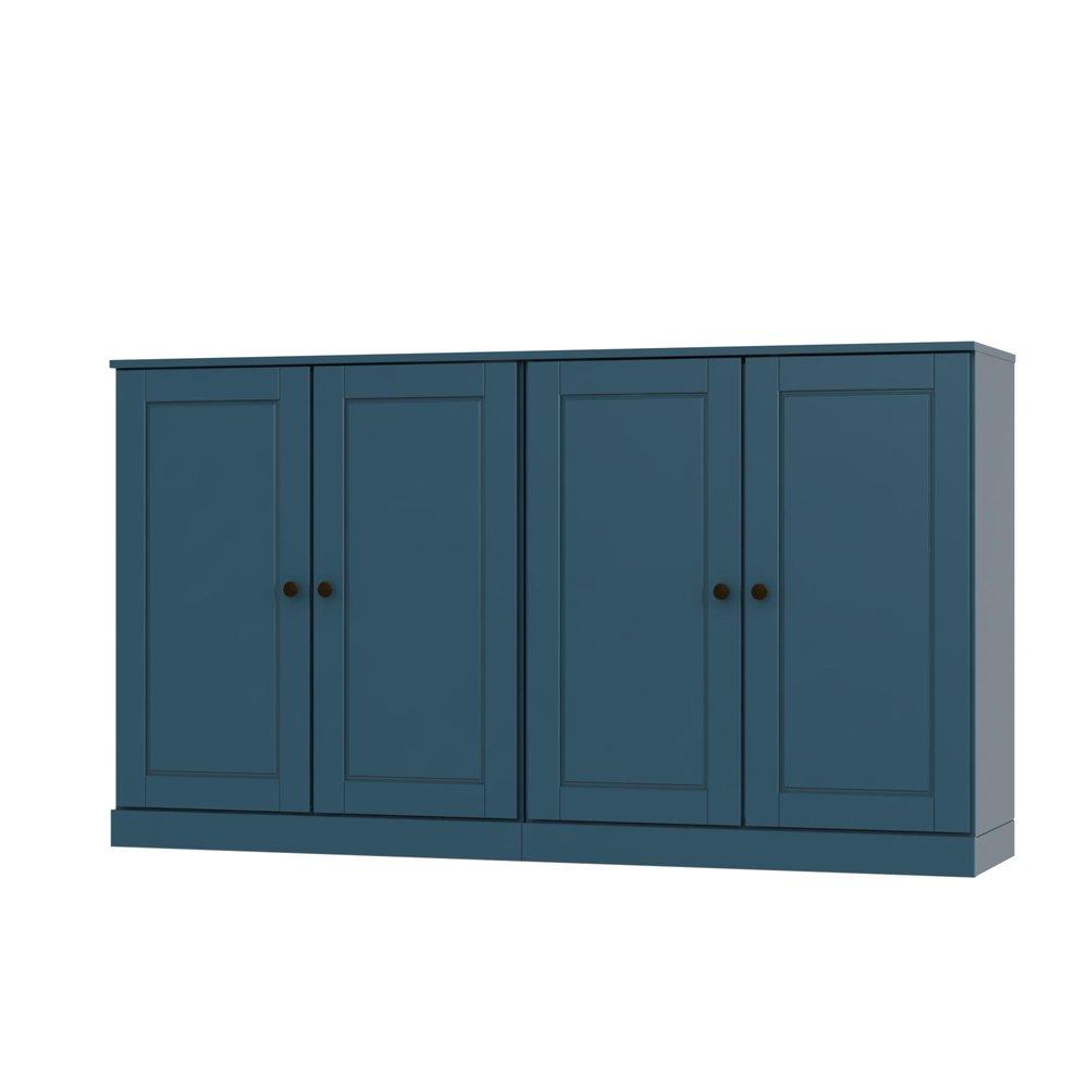 64" Teal Blue Solid Wood Sideboard With Two Doors