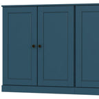 64" Teal Blue Solid Wood Sideboard With Two Doors