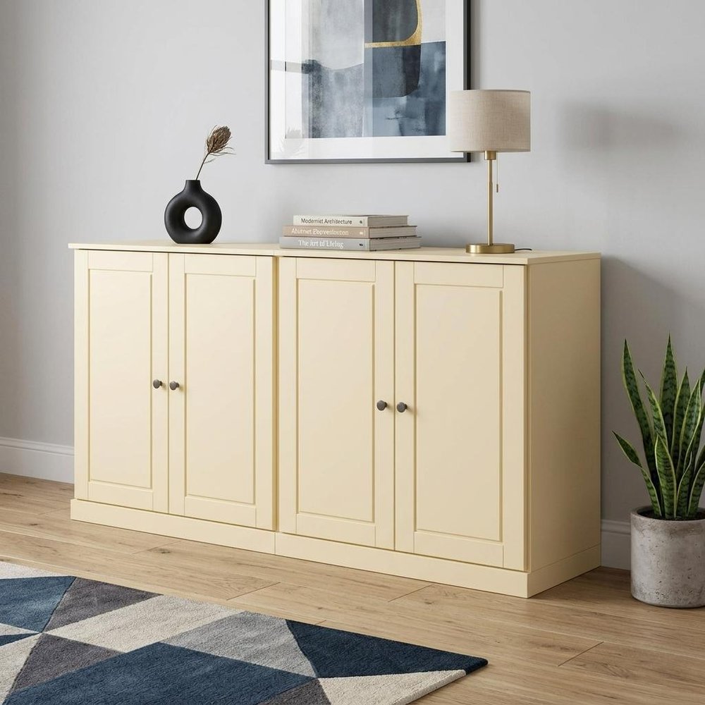 64" Yellow Solid Wood Sideboard With Two Doors