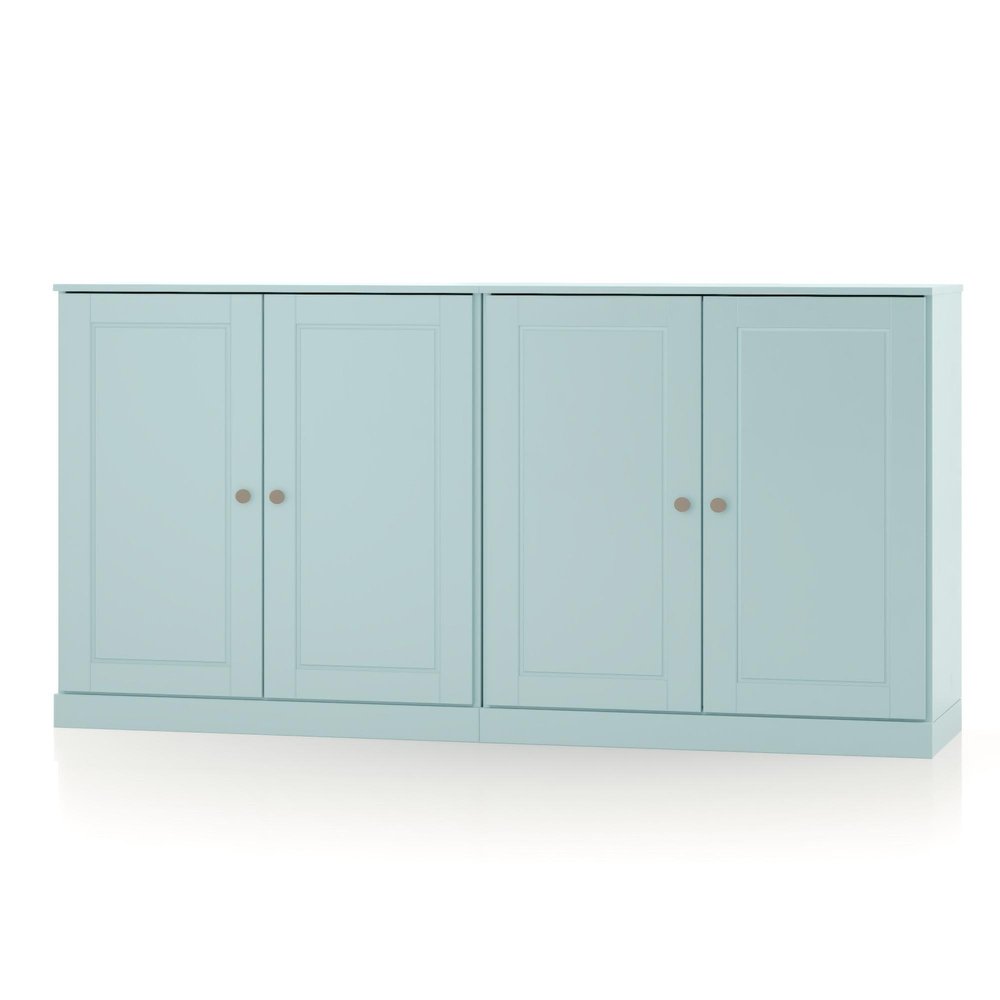 64" Aqua Solid Wood Sideboard With Two Doors