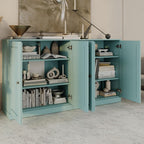 64" Aqua Solid Wood Sideboard With Two Doors