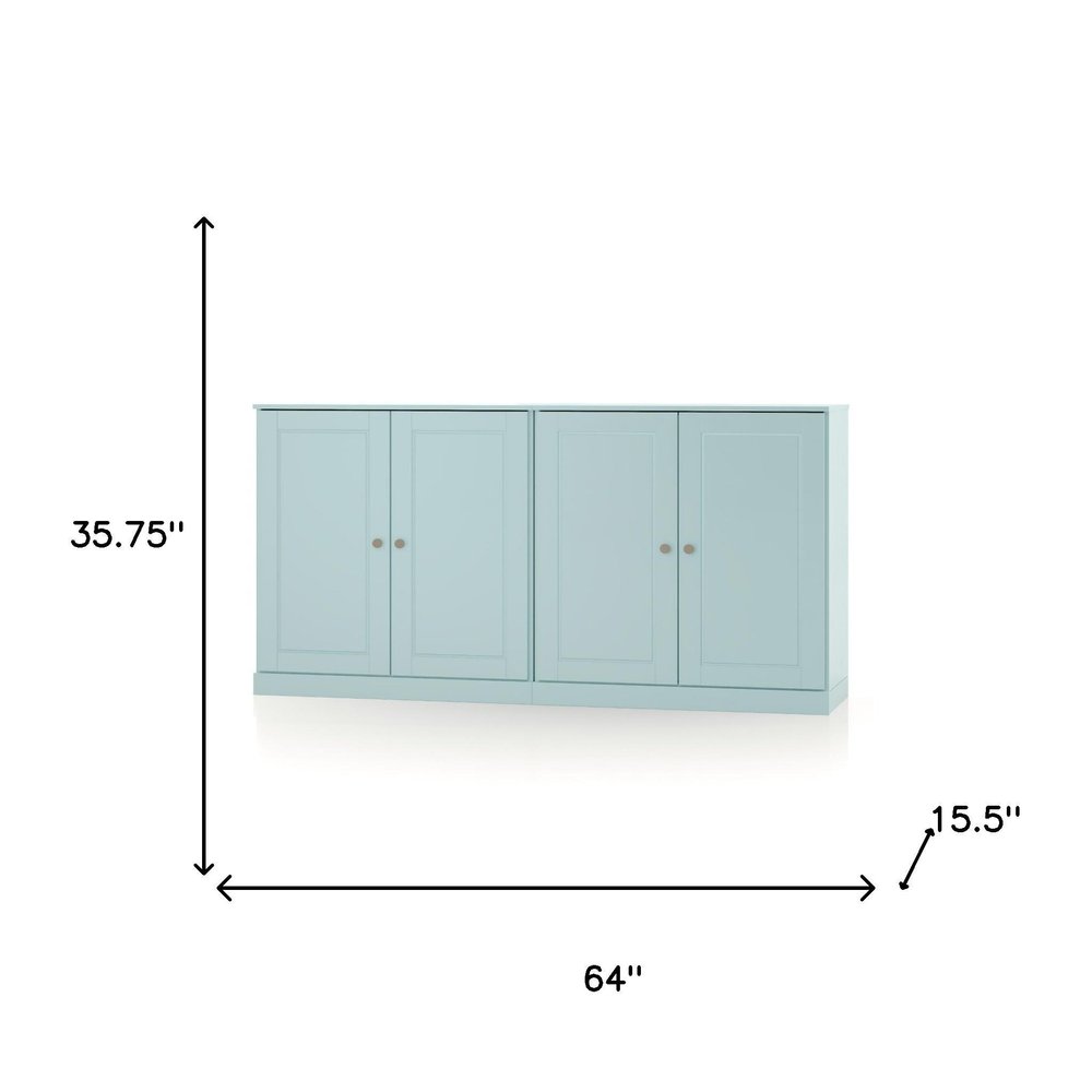 64" Aqua Solid Wood Sideboard With Two Doors