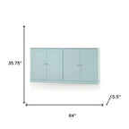64" Aqua Solid Wood Sideboard With Two Doors