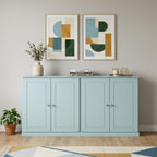 64" Aqua Solid Wood Sideboard With Two Doors