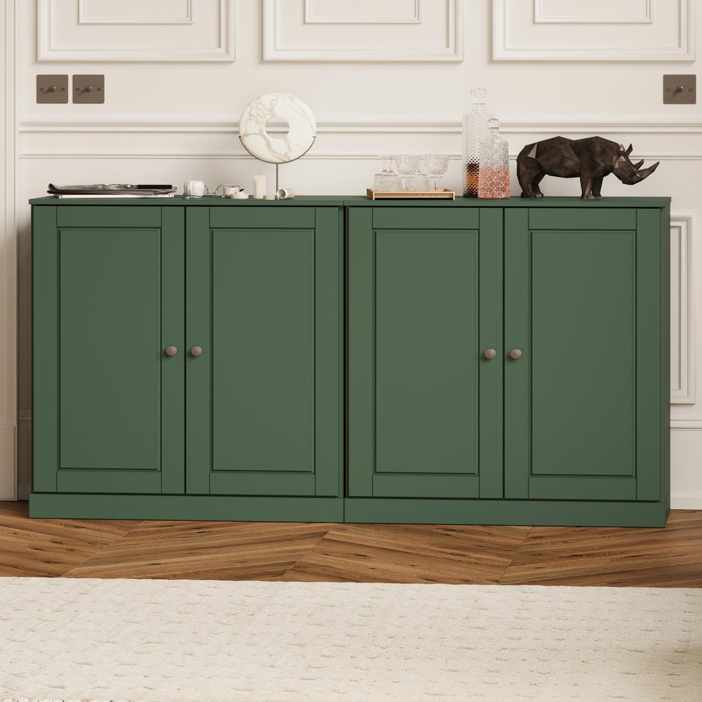 64" Green Solid Wood Sideboard With Two Doors