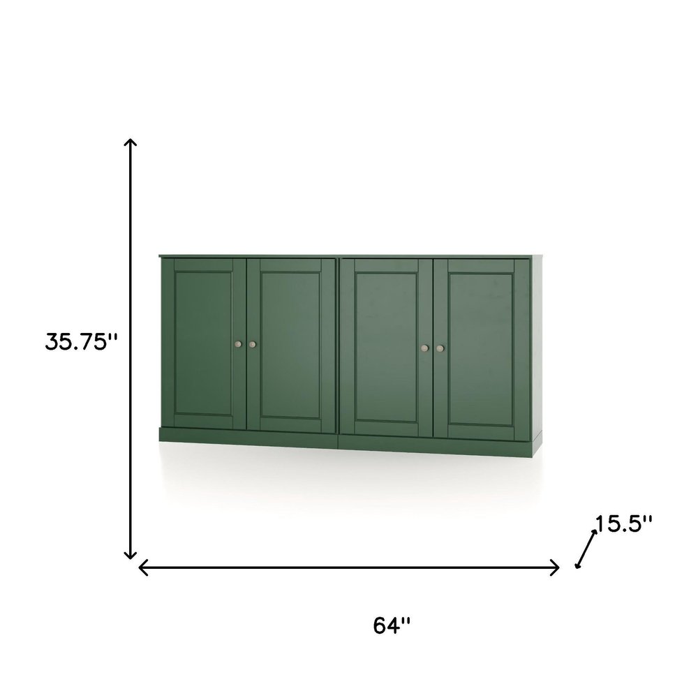64" Green Solid Wood Sideboard With Two Doors