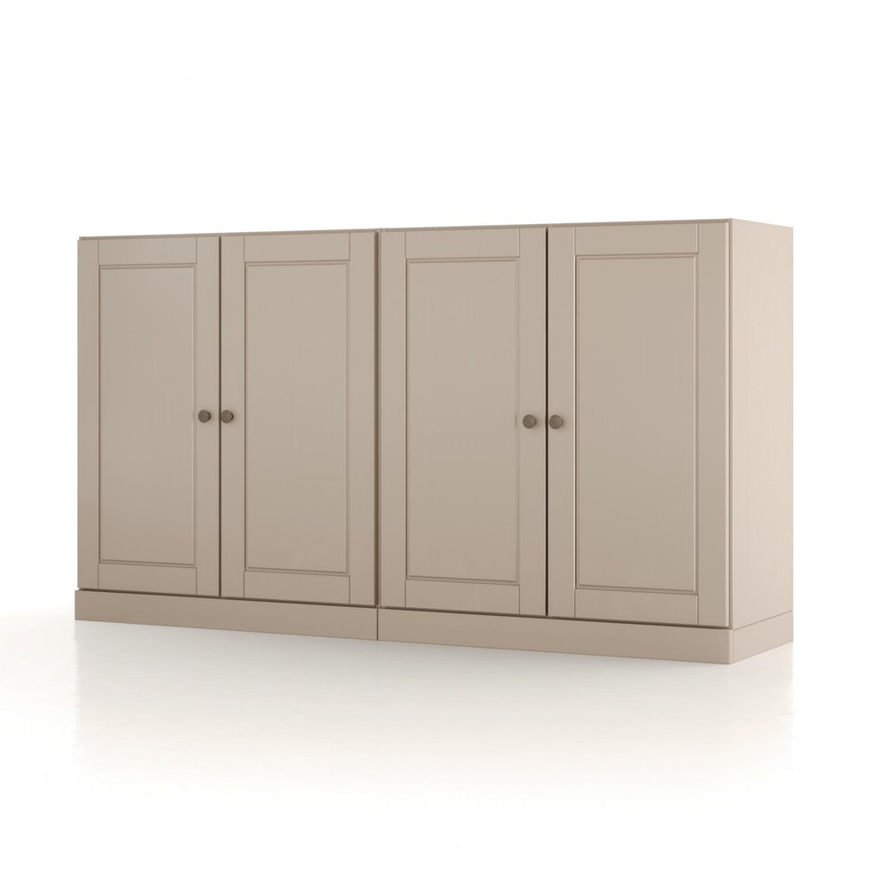 64" Beige Solid Wood Sideboard With Two Doors