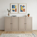 64" Beige Solid Wood Sideboard With Two Doors