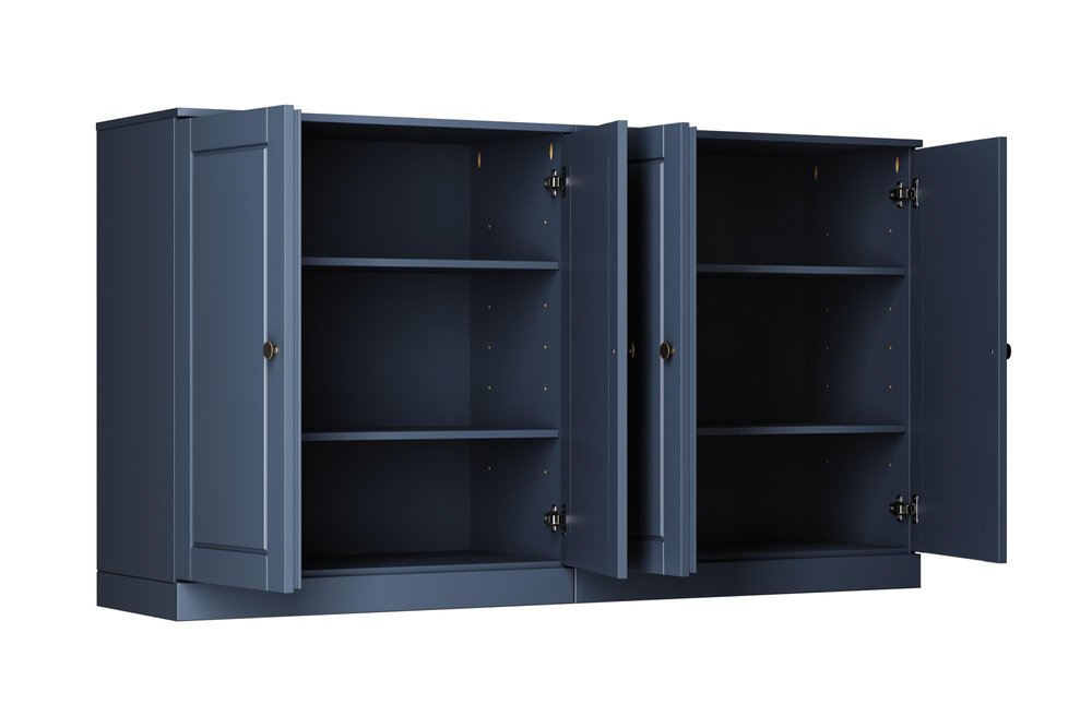 64" French Blue Solid Wood Sideboard With Two Doors