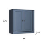 64" French Blue Solid Wood Sideboard With Two Doors