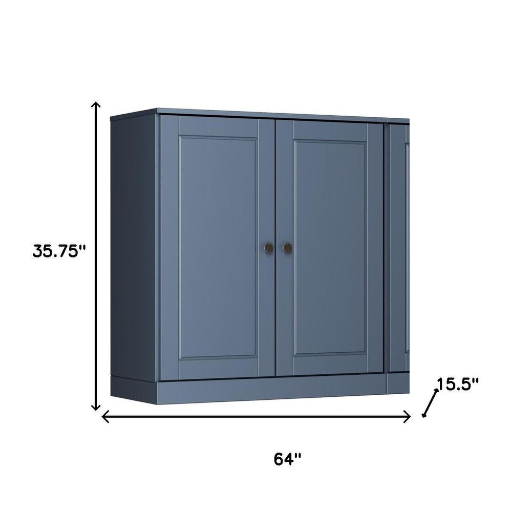 64" French Blue Solid Wood Sideboard With Two Doors