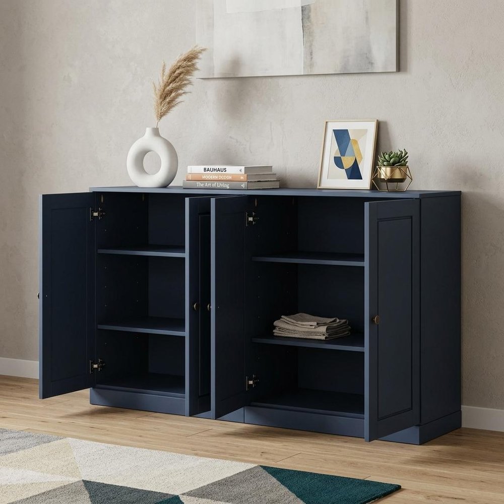 64" French Blue Solid Wood Sideboard With Two Doors