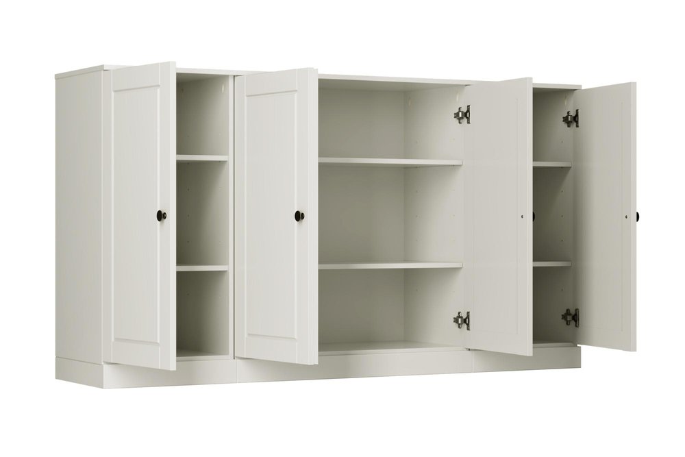 64" Off White Solid Wood Sideboard With Two Doors