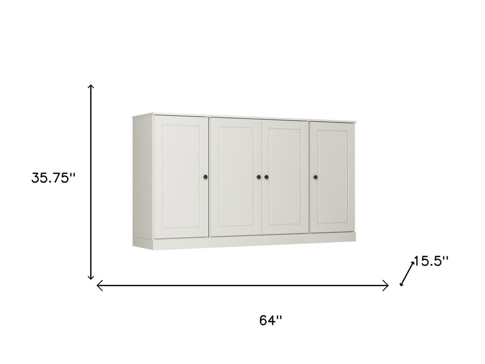 64" Off White Solid Wood Sideboard With Two Doors