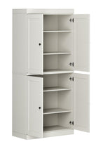 72" Off White Solid Wood Four Door Pantry Or Storage Closet