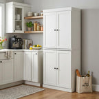 72" Off White Solid Wood Four Door Pantry Or Storage Closet