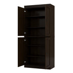 72" Espresso Solid Wood Four Door Pantry Or Storage Closet