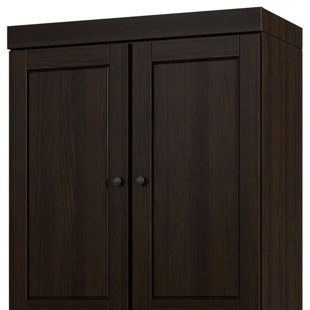 72" Espresso Solid Wood Four Door Two Drawer Pantry Or Storage Closet