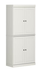 72" Off White Solid Wood Four Door Pantry Or Storage Closet